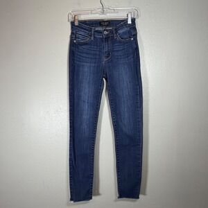 Judy Blue Skinny Jeans Dark Wash Raw Hem High Rise Denim Womens Size 0 24